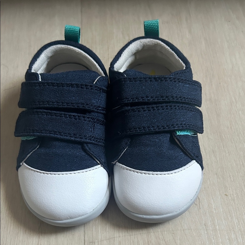 Navy and White Kids Sneakers with Velcro Straps